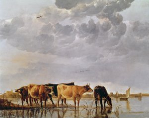 Vaches dans une rivière, vers 1650